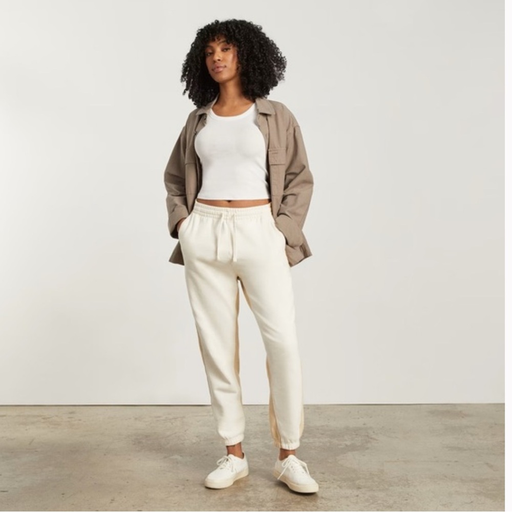Everlane The Track Jogger Sweatpants Organic Cotton French Terry Cream - Picture 5 of 13